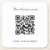 White Black Business Name qr Code Rechteckiger Pappuntersetzer (Vorderseite)