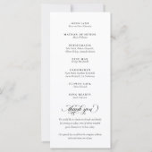 White & Black Calligraphy Script Hochzeitsprogramm (Rückseite)