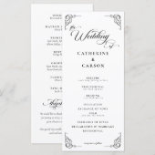 White & Black Calligraphy Script Hochzeitsprogramm (Vorne/Hinten)