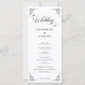 White & Black Calligraphy Script Hochzeitsprogramm (Vorderseite)