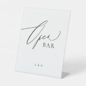 White Black Calligraphy Wedding Open Bar Sockelschild (Vorderseite)