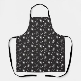 White black celestial sun moon galaxy pattern schürze