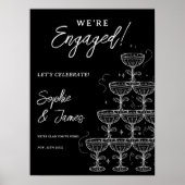 White Black Champagne Tower Engagement Welcome Poster (Vorne)