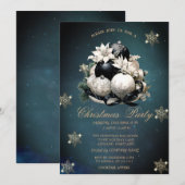 White Black Christmas Balls, Snowflakes Company Einladung (Vorne/Hinten)