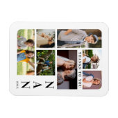White Black Classic 7 Multi Photos Collage Family Magnet (Horizontal)
