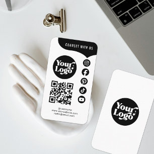 White Black Connect mit QR Code 5 Social Media Visitenkarte