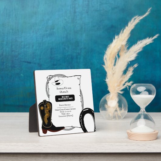 White & Black Cowgirl Hat bootet Junggeselinnen-Ab Fotoplatte (InSitu)