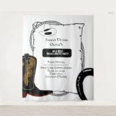 White & Black Cowgirl Hat bootet Junggeselinnen-Ab Wandteppich (Vorderseite)