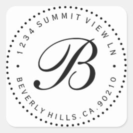 White & Black Custom Round-Return-Adressetikett Quadratischer Aufkleber