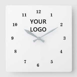 White Black - Customizable - Add Your Logo /Colors Quadratische Wanduhr