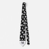 White & Black Daisies Monogramed Necktie Krawatte (Vorderseite)