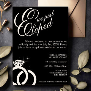 White & Black Diamond Ring Foto Hochzeitsempfang Einladung