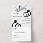 White & Black Diamond Ring Wedding All In One Einladung (Innen Boden)