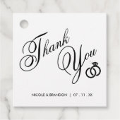 White & Black Diamond Ring Wedding Vielen Dank Geschenkanhänger (Vorderseite)