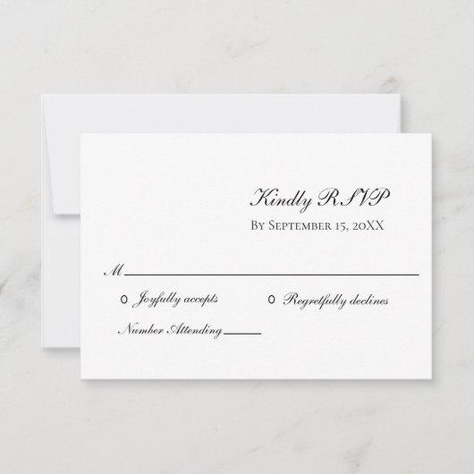 White Black Elegant formale traditionelle Hochzeit RSVP Karte (Vorderseite)