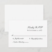 White Black Elegant formale traditionelle Hochzeit RSVP Karte (Vorne/Hinten)