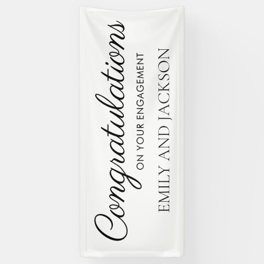 White Black Elegant Script-Verlobung Banner (Vertikal)