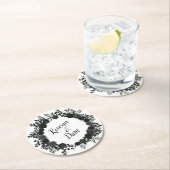 White Black Elegante Rose Gothic Wedding Untersetz Runder Pappuntersetzer (Vor Ort)