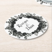 White Black Elegante Rose Gothic Wedding Untersetz Runder Pappuntersetzer (Angewinkelt)