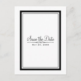 White & Black Elegante schicke Hochzeit speichern Ankündigungspostkarte