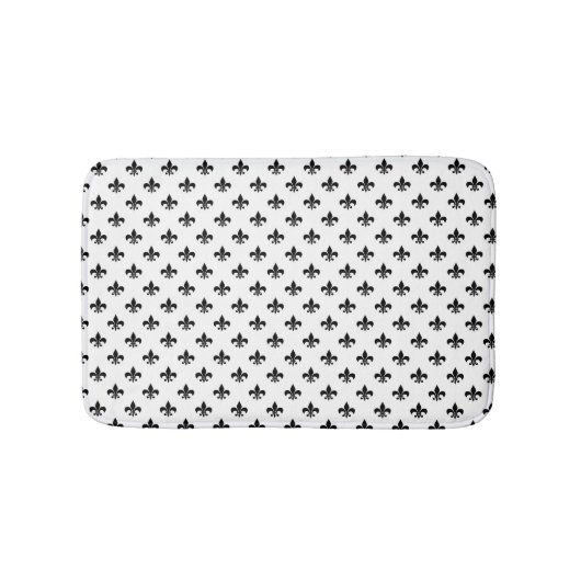 White Black Fleur De Lis Delicate Mardi Gras Badematte (Vorderseite)