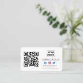 White Black Follow Scan zur Verbindung mit QR-Code Visitenkarte (Stehend Vorderseite)