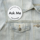 White Black Frag Me Tasten für Freiwillige Magneti Namensschild (Beispiel)