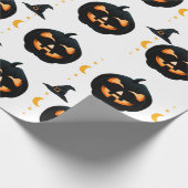 White & Black Fun Halloween Pumpkin&hatPattern Geschenkpapier (Ecke)