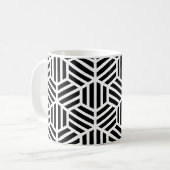 White Black Geometric Hexagon Honeycomb Pattern Kaffeetasse (Vorderseite Links)
