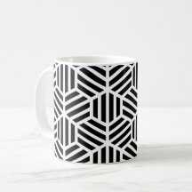 White Black Geometric Hexagon Honeycomb Pattern