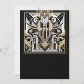 White Black Gold Art Deco Roaring 20's Wedding Einladung (Rückseite)