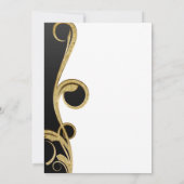 White Black Gold Chic Elegante Swirl Hochzeit Einladung (Rückseite)
