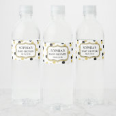 White Black Gold Confetti Baby Dusche Wasserflaschenetikett (Flaschen)
