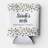 White Black Gold Confetti Glitzer 80. Geburtstag Dosenkühler (Vorderseite)