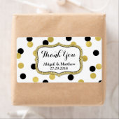 White Black Gold Confetti Wedding Labels (Insitu)