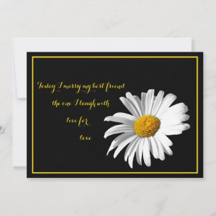 White Black Gold Daisy Einladung zur Hochzeit