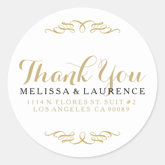 White Black & Gold Glitzer Rahmen - Design Runder Aufkleber (Vorderseite)