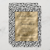 White Black Gold Leopard Print Einladung (Vorne/Hinten)