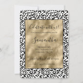 White Black Gold Leopard Print Einladung (Vorderseite)