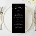 White Black Gold Moderne kalligraphische Hochzeit Menükarte<br><div class="desc">Teil einer Sammlung *keine echte Folie</div>
