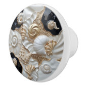White Black Gold Seashells 3D-Effekt Keramikknauf (Rechts)
