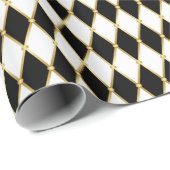 White Black Golden Harlequin Weihnachtsfeiertag Geschenkpapier (Rolleneckpunkt)