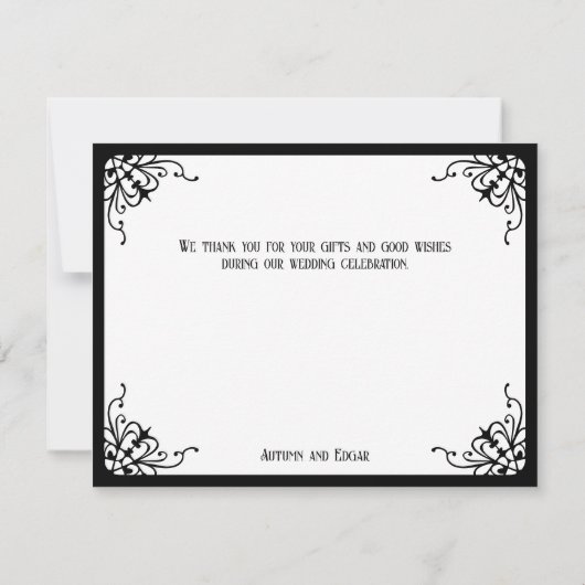 White Black Gothic Wedding Dankeskarte (Rückseite)
