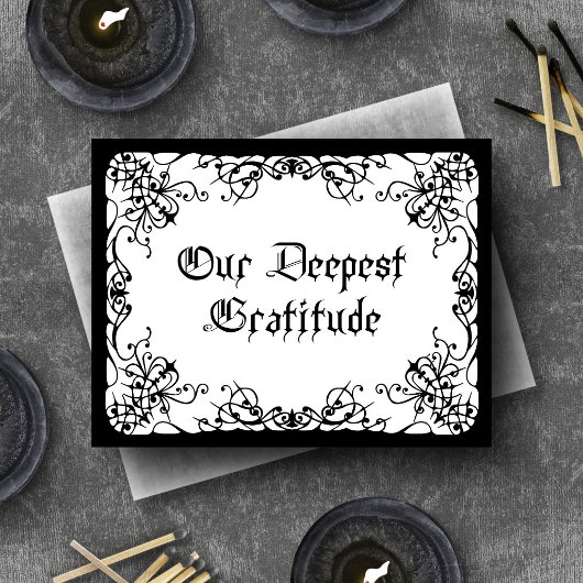 White Black Gothic Wedding Dankeskarte