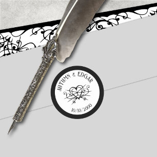 White Black Gothic Wedding Runder Aufkleber