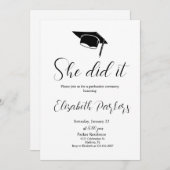 White Black Graduation Party Einladung (Vorne/Hinten)