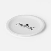 White & Black Gratulationen Klasse des Abschlusses Pappteller (Schrägansicht)