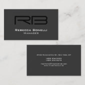 White Black Gray Monogram Manager Business Card Visitenkarte (Vorne/Hinten)