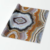 White Black Gray Orange Terracotta Agate Geode Geschenkpapier (Ungerollt)
