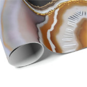 White Black Gray Orange Terracotta Agate Geode Geschenkpapier (Rolleneckpunkt)